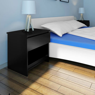 Stella Homewares Nightstand with One-Drawer Black 2 pcs
