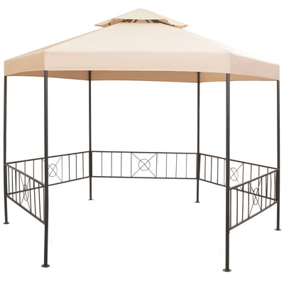 Stella Homewares Garden Marquee Gazebo Pavilion Tent Hexagonal Beige 323x265 cm