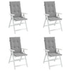 Stella Homewares Garden Highback Chair Cushions 4 pcs Grey 120x50x3 cm Fabric