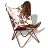 Stella Homewares Butterfly Chair Brown and White Real Cowhide Leather