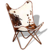 Stella Homewares Butterfly Chair Brown and White Real Cowhide Leather