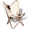 Stella Homewares Butterfly Chair Brown and White Real Cowhide Leather