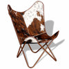 Stella Homewares Butterfly Chair Brown and White Real Cowhide Leather