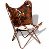 Stella Homewares Butterfly Chair Brown and White Real Cowhide Leather