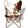 Stella Homewares Butterfly Chair Brown and White Real Cowhide Leather