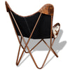Stella Homewares Butterfly Chair Brown and White Real Cowhide Leather