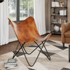 Stella Homewares Butterfly Chair Brown Real Leather