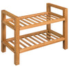 Stella Homewares Shoe Rack with 2 Shelves 50x27x40 cm Solid Oak Wood