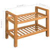 Stella Homewares Shoe Rack with 2 Shelves 50x27x40 cm Solid Oak Wood