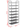 Stella Homewares Shoe Rack with 8 Shelves Metal and Non-woven Fabric Black
