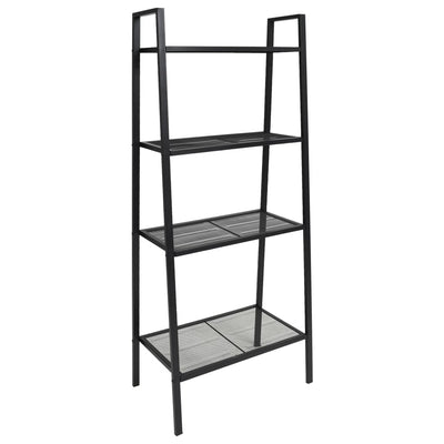 Stella Homewares Ladder Bookcase 4 Tiers Metal Black