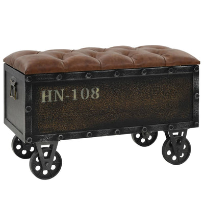 Stella Homewares Storage Bench 80.5x41x50 cm Solid Wood and Artificial Leather