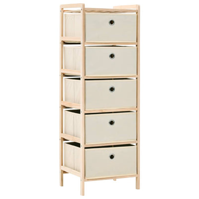 Stella Homewares Storage Rack with 5 Fabric Baskets Cedar Wood Beige