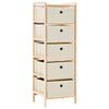 Stella Homewares Storage Rack with 5 Fabric Baskets Cedar Wood Beige