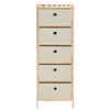 Stella Homewares Storage Rack with 5 Fabric Baskets Cedar Wood Beige