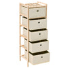 Stella Homewares Storage Rack with 5 Fabric Baskets Cedar Wood Beige