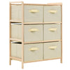 Stella Homewares Storage Rack with 6 Fabric Baskets Cedar Wood Beige