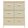 Stella Homewares Storage Rack with 6 Fabric Baskets Cedar Wood Beige