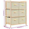 Stella Homewares Storage Rack with 6 Fabric Baskets Cedar Wood Beige