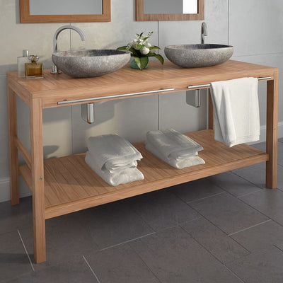 Stella Homewares Bathroom Vanity Cabinet Solid Teak 132x45x75 cm