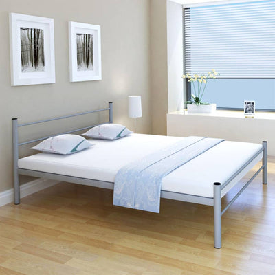 Stella Homewares Bed Frame without Mattress Grey Metal Queen Size