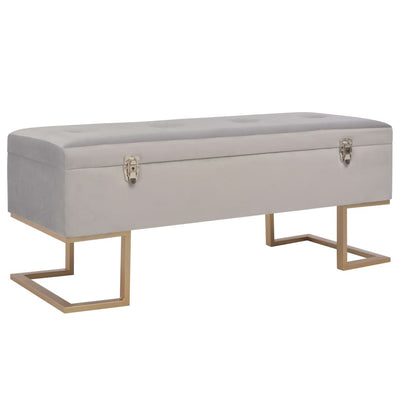 Stella Homewares Bench with Storage Compartment 105 cm Grey Velvet