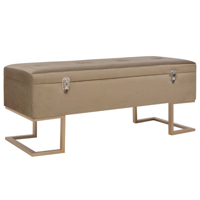 Stella Homewares Bench with Storage Compartment 105 cm Beige Velvet