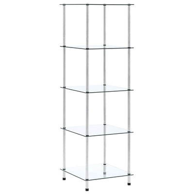 Stella Homewares 5-Tier Shelf Transparent 40x40x130 cm Tempered Glass