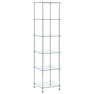 Stella Homewares 6-Tier Shelf Transparent 40x40x160 cm Tempered Glass