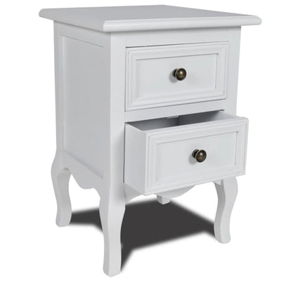 Stella Homewares Nightstand with 2 Drawers MDF White
