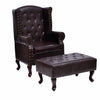 Stella Homewares Armchair with Footstool Dark Brown Faux Leather