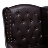 Stella Homewares Armchair with Footstool Dark Brown Faux Leather
