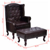 Stella Homewares Armchair with Footstool Dark Brown Faux Leather