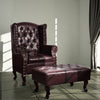 Stella Homewares Armchair with Footstool Dark Brown Faux Leather