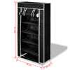 Stella Homewares Fabric Shoe Cabinet with Cover 58 x 28 x 106 cm Black