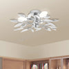 Stella Homewares Ceiling Lamp White & Transparent Acrylic Crystal Leaf Arms 3 E14 Bulbs