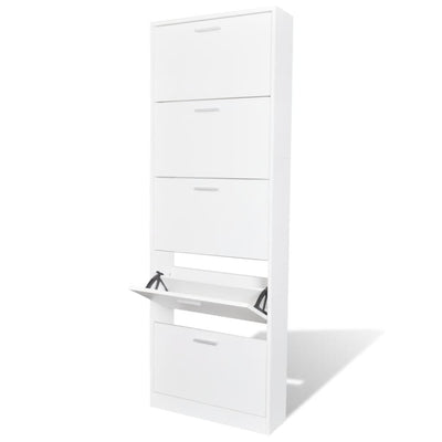 Stella Homewares White Wooden Shoe Cabinet with 5 Compartments