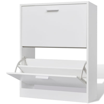 Stella Homewares Shoe Cabinet with 2 Compartments Wooden White