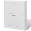 Stella Homewares Shoe Cabinet with 2 Compartments Wooden White