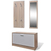Stella Homewares Oak and White 3-in-1 Wooden Shoe Cabinet Set