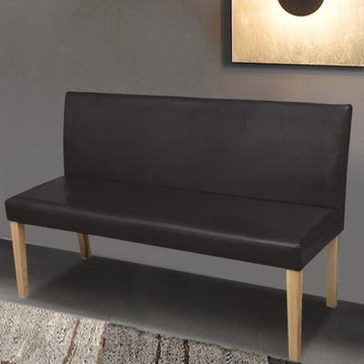 Stella Homewares Bench 139.5 cm Dark Brown Faux Leather