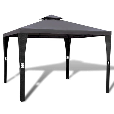 Stella Homewares Poly Rattan Gazebo with Dark Grey Roof 3 x 3 m