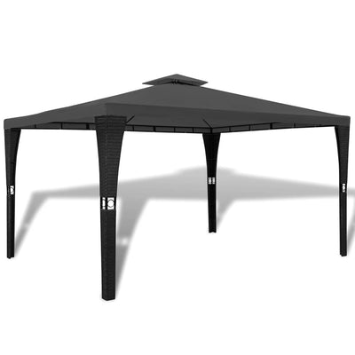 Stella Homewares Poly Rattan Gazebo with Dark Grey Roof 3 x 4 m