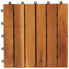 Stella Homewares 10 pcs Acacia Decking Tiles 30 x 30 cm Vertical Pattern