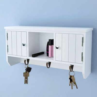 Stella Homewares Wall Cabinet for Keys and Jewellery with Doors and Hooks