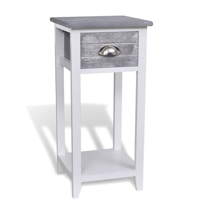 Stella Homewares Nightstand with 1 Drawer Grey and White