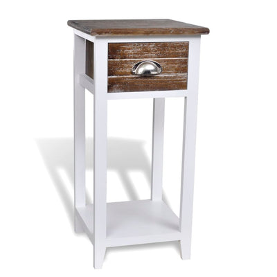 Stella Homewares Nightstand with 1 Drawer Brown and White