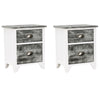 Stella Homewares Nightstand 2 pcs with 2 Drawers Grey and White