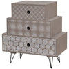 Stella Homewares Nightstand with 3 Drawers Grey and Brown