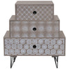 Stella Homewares Nightstand with 3 Drawers Grey and Brown